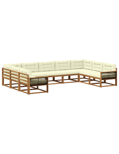 Set di divani da esterno con cuscino 9 pcs Naturale e Crema