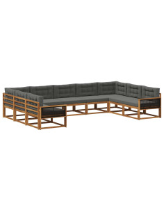 Set di divani da esterno con cuscino 9 pcs Naturale e Antracite