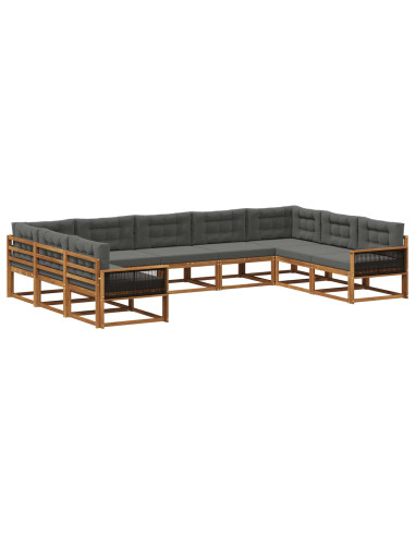 Set di divani da esterno con cuscino 9 pcs Naturale e Antracite