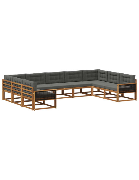 Set di divani da esterno con cuscino 9 pcs Naturale e Antracite