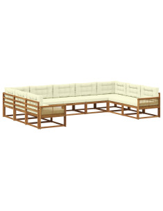 Set di divani da esterno con cuscino 9 pcs Naturale e Crema