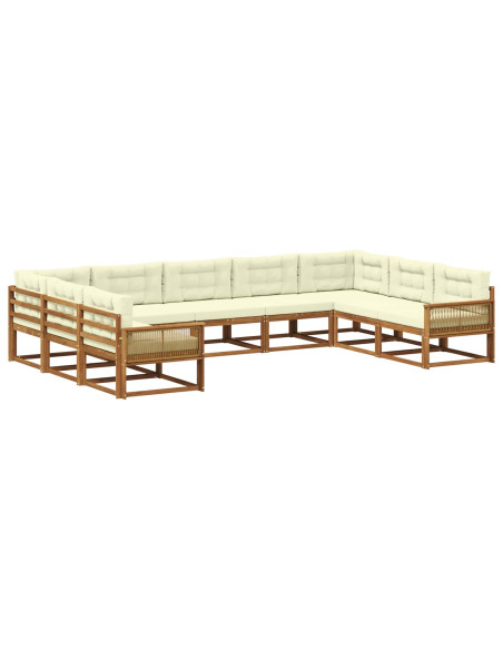 Set di divani da esterno con cuscino 9 pcs Naturale e Crema