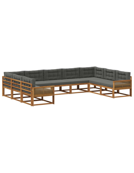 Set di divani da esterno con cuscino 9 pcs Naturale e Antracite