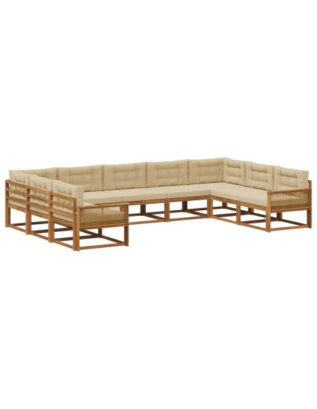 Set di divani da esterno con cuscino 9 pcs Naturale e Beige