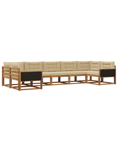 Set di divani da esterno con cuscino 7 pcs Naturale e Beige