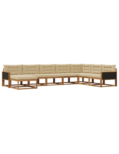 Set di divani da esterno con cuscino 8 pcs Naturale e Beige