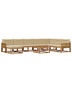 Set di divani da esterno con cuscino 9 pcs Naturale e Beige