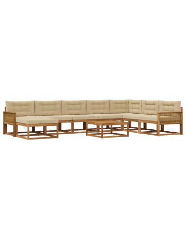 Set di divani da esterno con cuscino 9 pcs Naturale e Beige