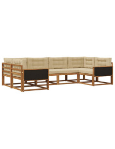 Set di divani da esterno con cuscino 6 pcs Naturale e Beige