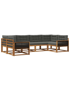 Set di divani da esterno con cuscino 6 pcs Naturale e Antracite