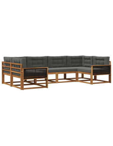 Set di divani da esterno con cuscino 6 pcs Naturale e Antracite