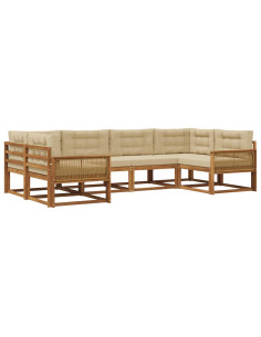 Set di divani da esterno con cuscino 6 pcs Naturale e Beige
