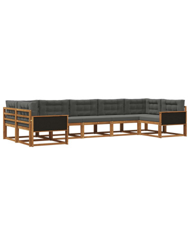 Set di divani da esterno con cuscino 7 pcs Naturale e Antracite