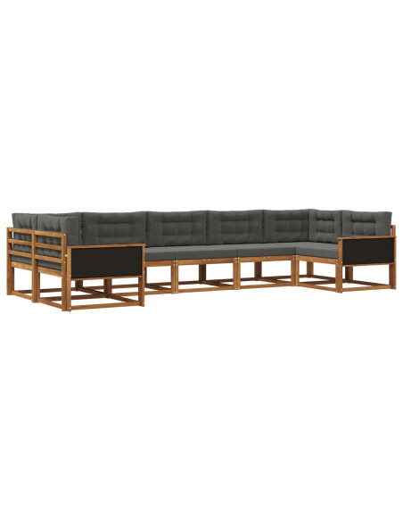 Set di divani da esterno con cuscino 7 pcs Naturale e Antracite