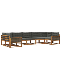 Set di divani da esterno con cuscino 7 pcs Naturale e Antracite