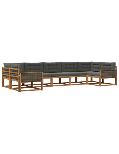 Set di divani da esterno con cuscino 7 pcs Naturale e Antracite