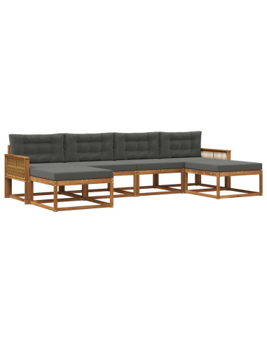 Set di divani da esterno con cuscino 6 pcs Naturale e Antracite