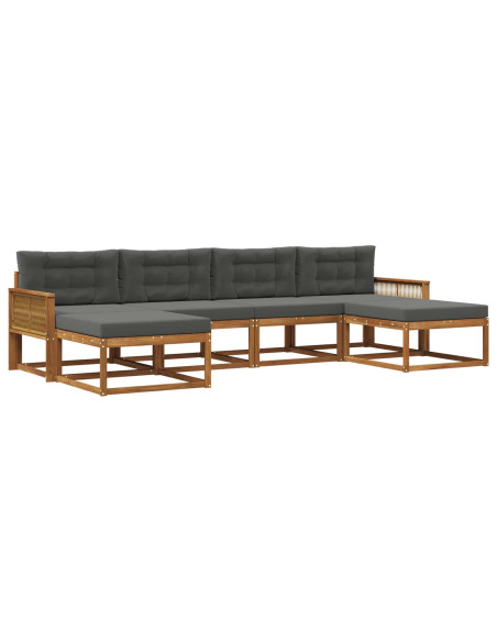Set di divani da esterno con cuscino 6 pcs Naturale e Antracite