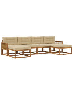 Set di divani da esterno con cuscino 6 pcs Naturale e Beige