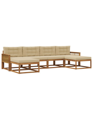 Set di divani da esterno con cuscino 6 pcs Naturale e Beige