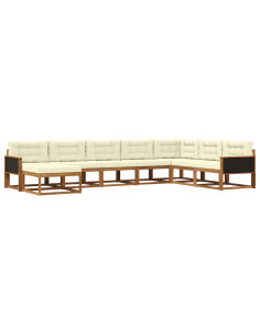Set di divani da esterno con cuscino 8 pcs Naturale e Crema