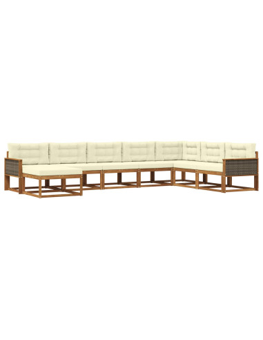 Set di divani da esterno con cuscino 8 pcs Naturale e Crema
