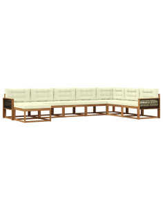 Set di divani da esterno con cuscino 8 pcs Naturale e Crema