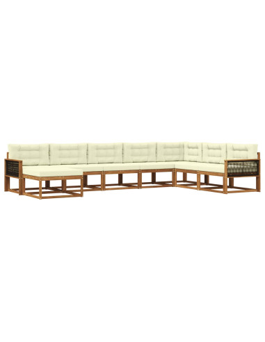 Set di divani da esterno con cuscino 8 pcs Naturale e Crema