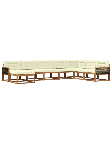 Set di divani da esterno con cuscino 8 pcs Naturale e Crema