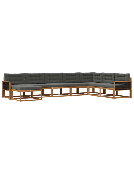 Set di divani da esterno con cuscino 8 pcs Naturale e Antracite