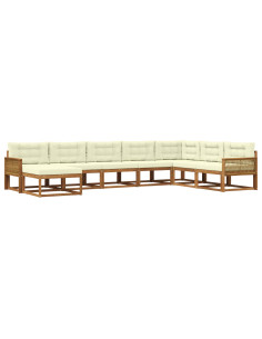 Set di divani da esterno con cuscino 8 pcs Naturale e Crema