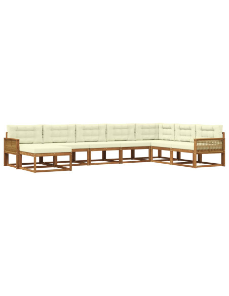 Set di divani da esterno con cuscino 8 pcs Naturale e Crema