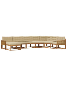 Set di divani da esterno con cuscino 8 pcs Naturale e Beige