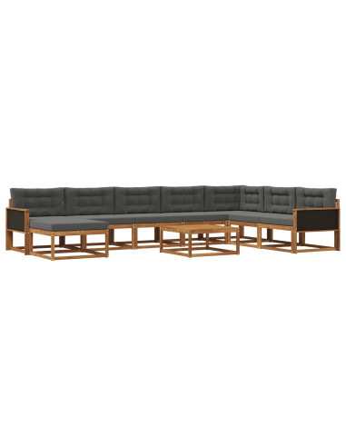 Set di divani da esterno con cuscino 9 pcs Naturale e Antracite