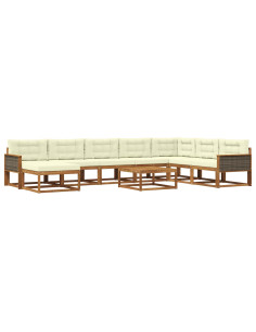 Set di divani da esterno con cuscino 9 pcs Naturale e Crema