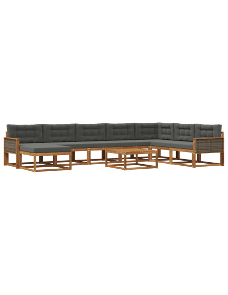Set di divani da esterno con cuscino 9 pcs Naturale e Antracite