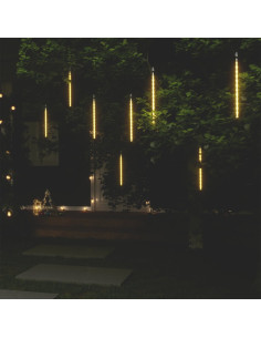 Luci Meteoriche 8 pz 30cm Bianco Caldo 192 LED Interni Esterni