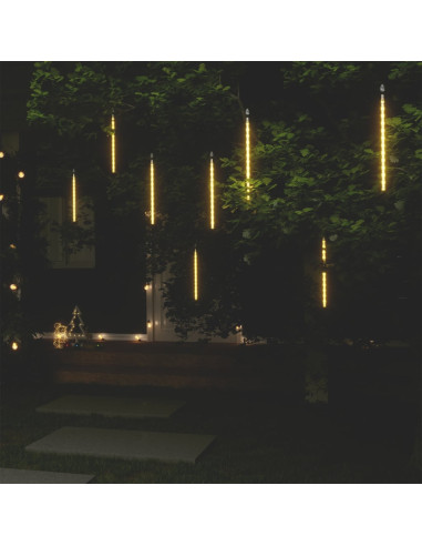 Luci Meteoriche 8 pz 30cm Bianco Caldo 192 LED Interni Esterni