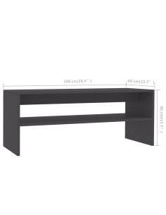 Tavolino da Salotto Grigio 100x40x40 cm in Legno Multistrato