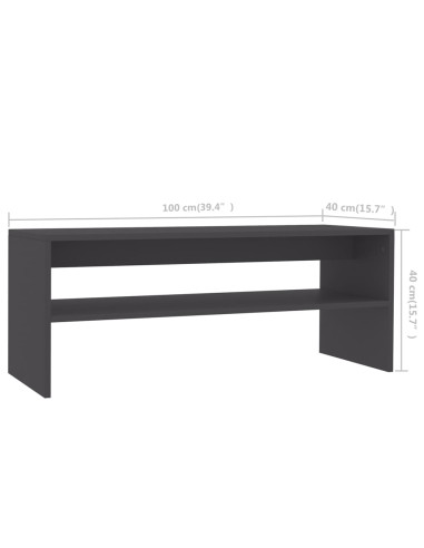 Tavolino da Salotto Grigio 100x40x40 cm in Legno Multistrato