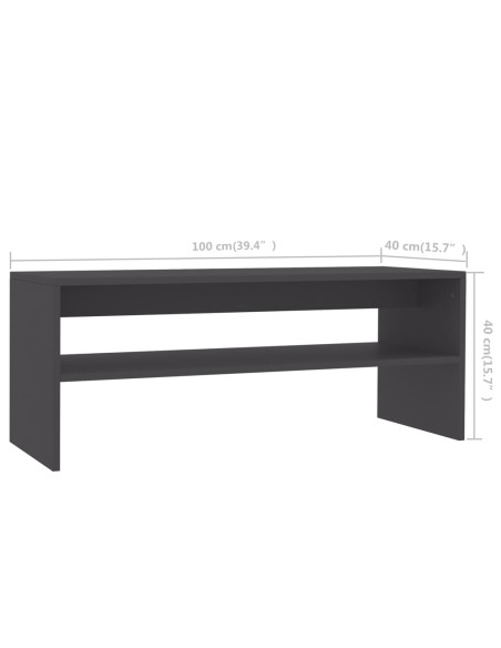 Tavolino da Salotto Grigio 100x40x40 cm in Legno Multistrato