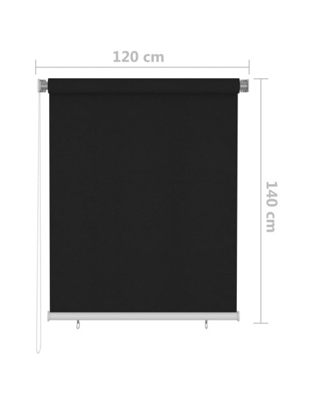 Tenda a Rullo per Esterni 120x140 cm Nera