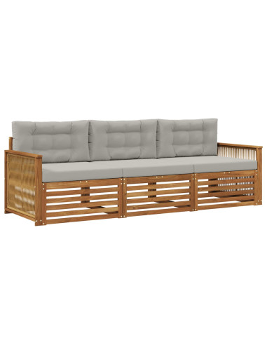 Set di divani da esterno 3 pcs Naturale e Grigio Chiaro