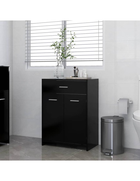 Mobile da Bagno Nero 60x33x80 cm in Legno tecnico