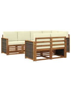 Set divano sezionale con cuscino 6 pcs Naturale e Crema