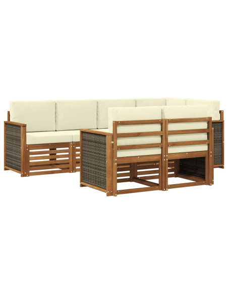 Set divano sezionale con cuscino 6 pcs Naturale e Crema