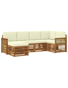 Set divano sezionale con cuscino 5 pcs Naturale e Crema