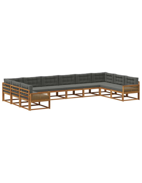 Set di divani da esterno 10 pcs Naturale e Antracite