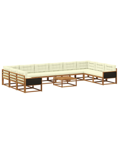 Set di divani da esterno con cuscino 11 pcs Naturale e Crema