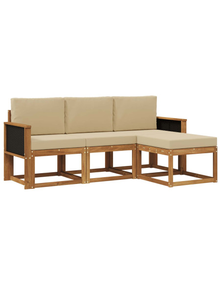Set di divani da esterno con cuscino 4 pcs Naturale